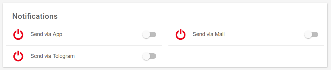 Basic UI with Three Switches for Sending Notifications