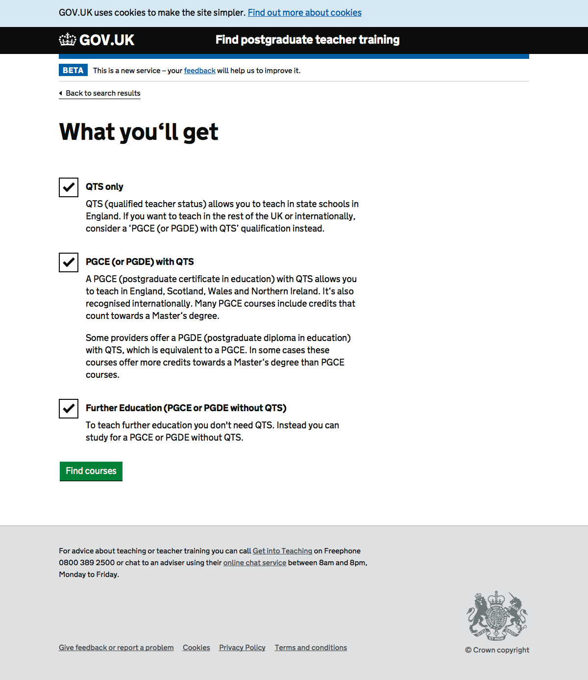 Screenshot of Qualification filter