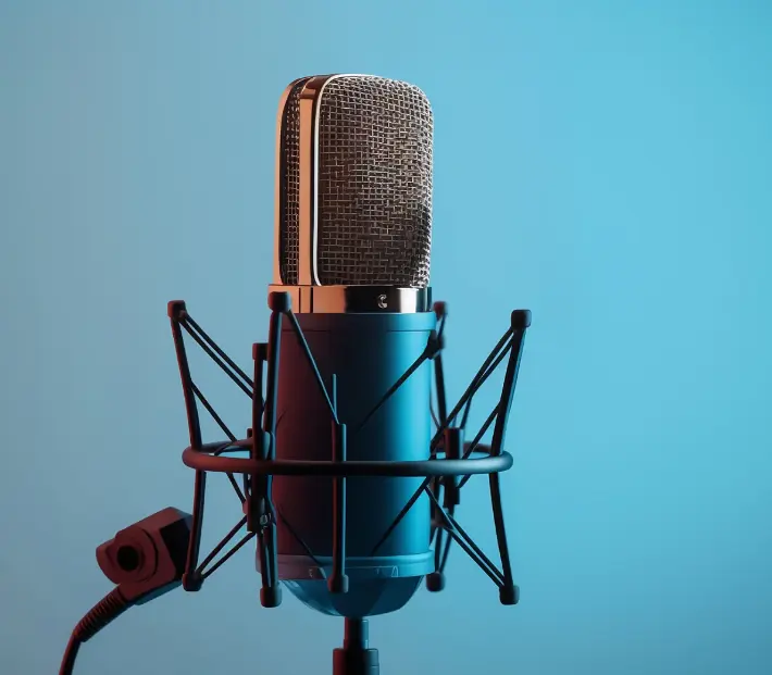 A high-quality microphone depicting podcasts.