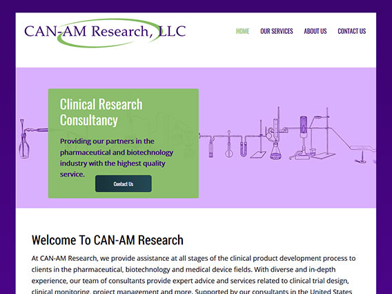 Canam Research web design preview. Designed by Levyian.