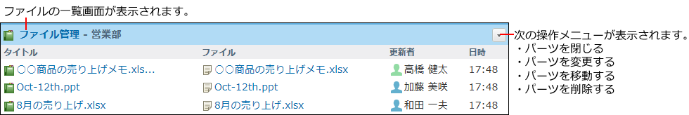 ファイル管理パーツの画像