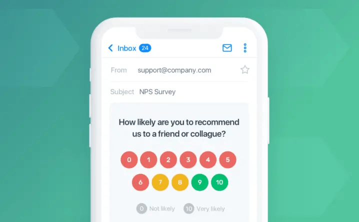 An example of a 0 to 10 scale Net Promoter Score survey: 'How likely are you to recommend us to a friend or colleague?'