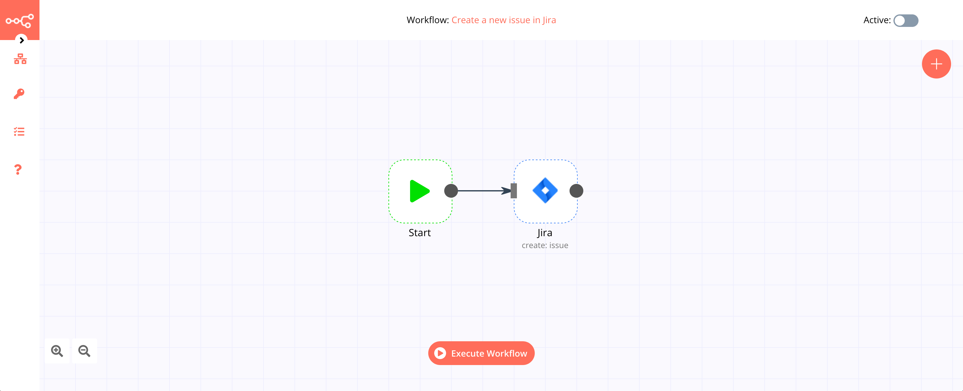 A workflow with the Jira node