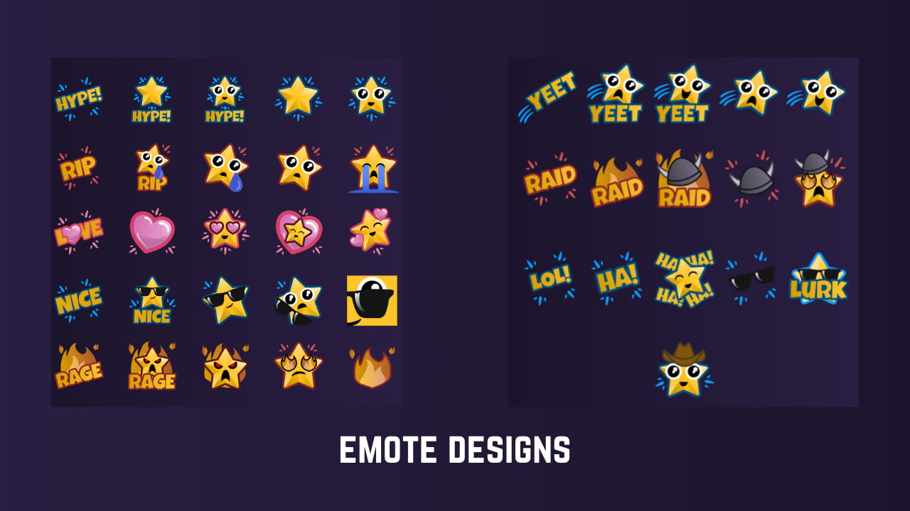 Preview of Twitch emote designs