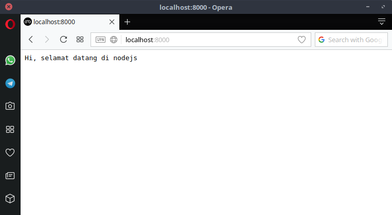 Hasil webserver nodejs