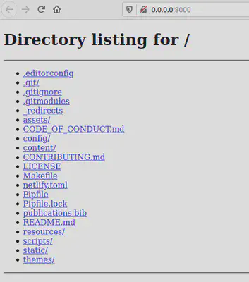 Example of serving project directory.
