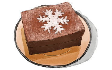 Illustration of a slice of Hazelnut cake