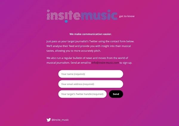 Screenshot of Insite Music website