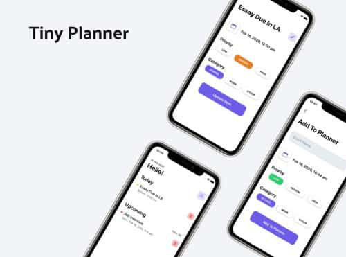 Thumbnail with Tiny Planner title and three phones featuring images of Tiny Planner app