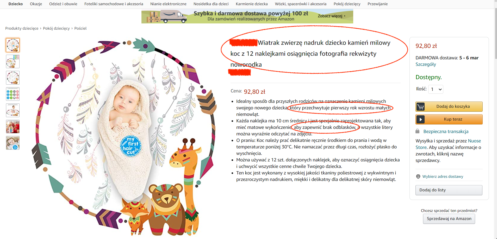 Kocyk - opis na Amazon Kocyk - opis na Amazon