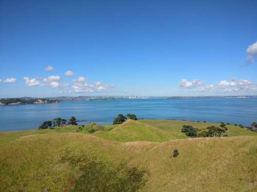 Looking back at Auckland from the summit of Browns Island