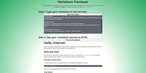 Screenshot of my project Markdown Previewer