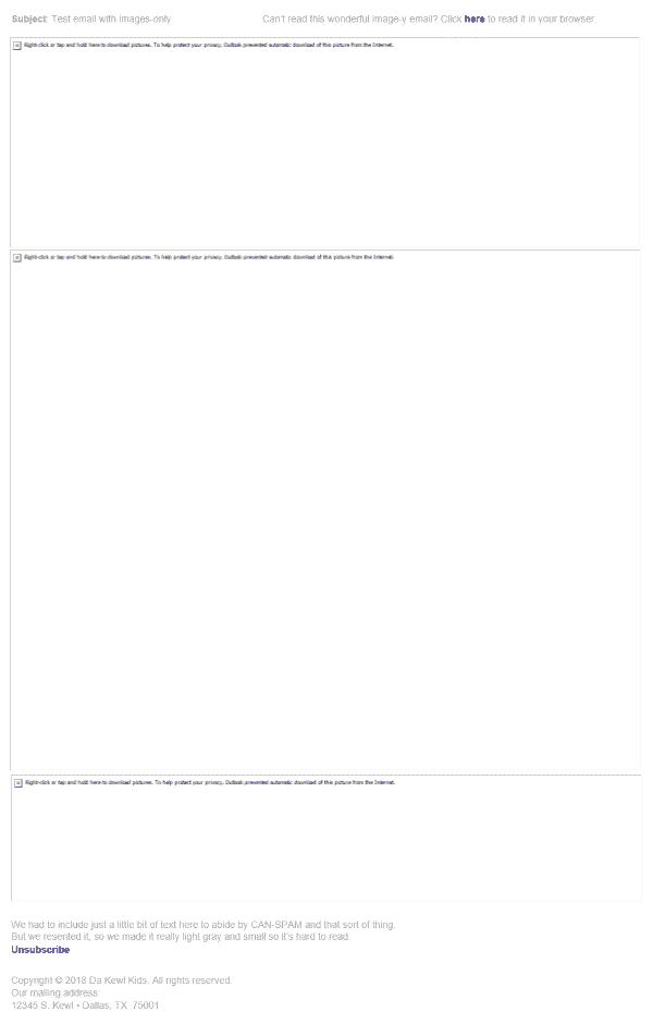Email with many blank spaces because email client blocks images
