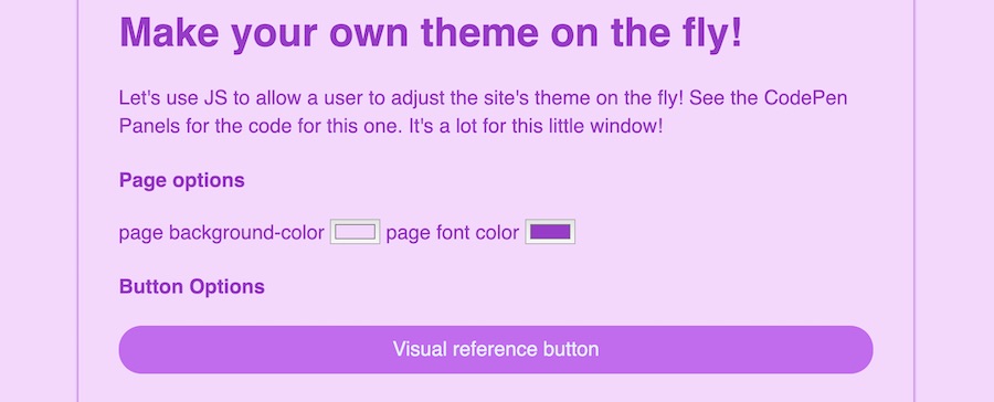 A theme being built from a form on page