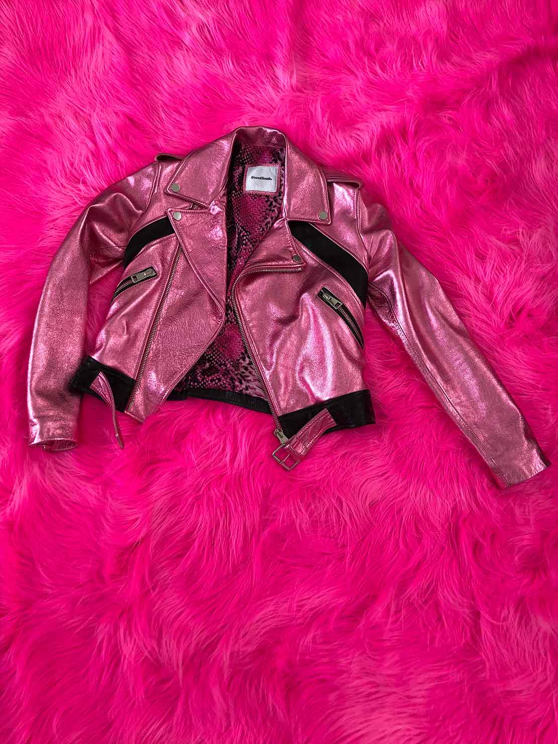 COCOCLOUDE - laminated leather jacket Pink