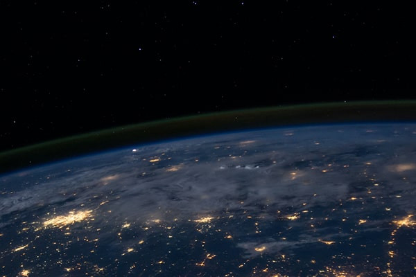 Photo of a section of the earth taken at night from outer space