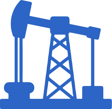 Blue icon of oil drilling machinery