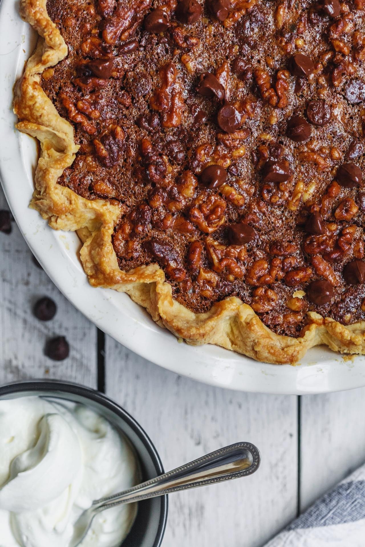 Chocolate Bourbon Walnut Pie | Olive & Mango