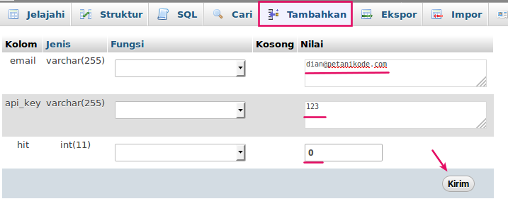 Menambahkan User API