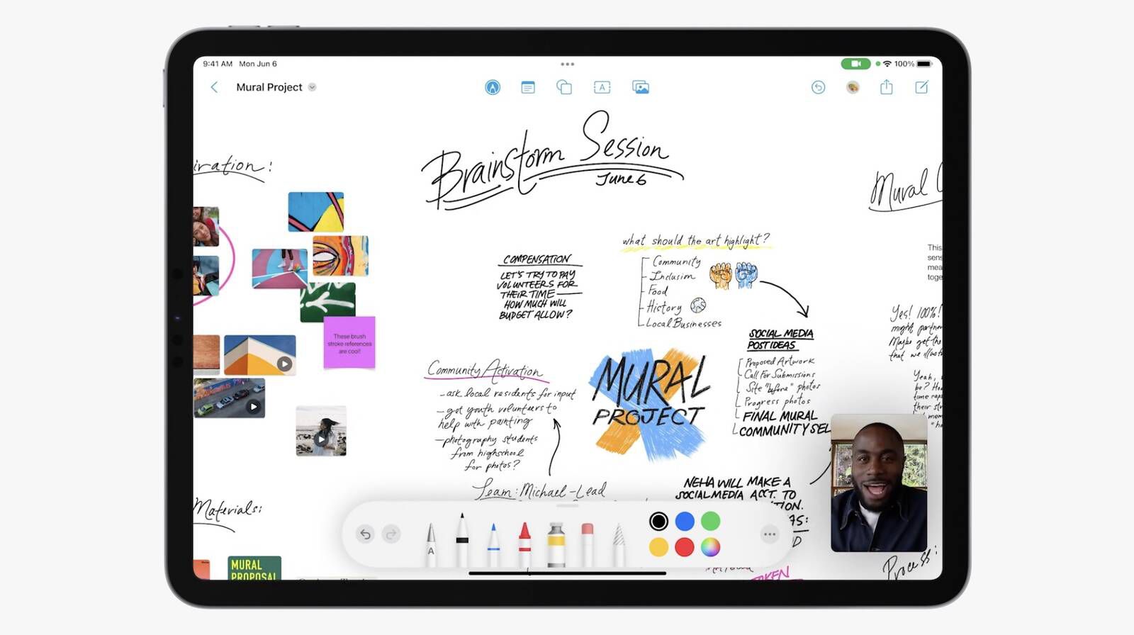 Apple's Free Form app running on iPad.
