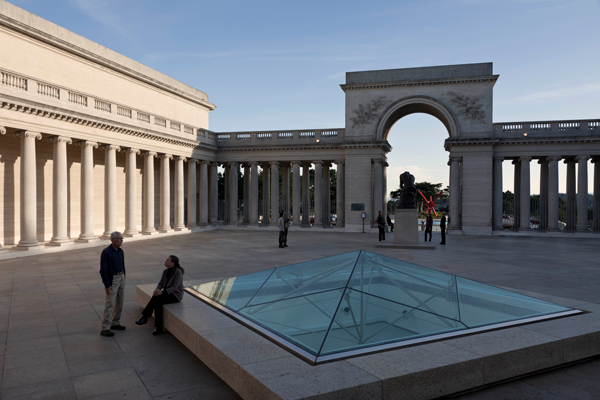Guests spend time in the courtyard at the Legion of Honor