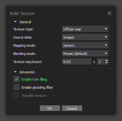 Metashape - Build Texture Settings
