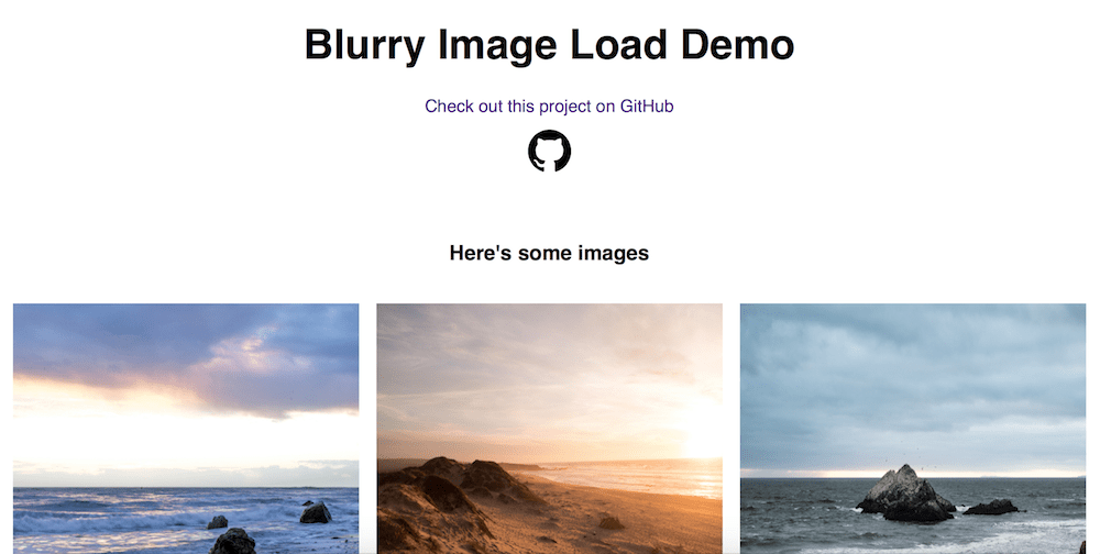 A screenshot of the demo website of my Blurry Image Load library