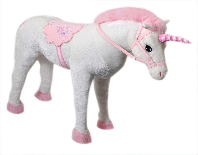 The Petting Zoo: 36" Standing Unicorn with Saddle & Bridle