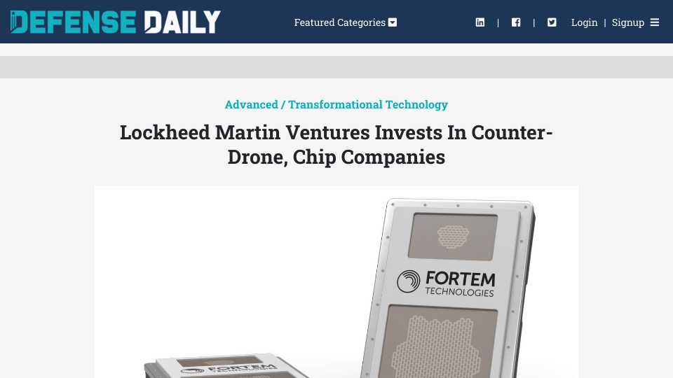 Lockheed Martin Ventures Invests In Counter-Drone, Chip Companies