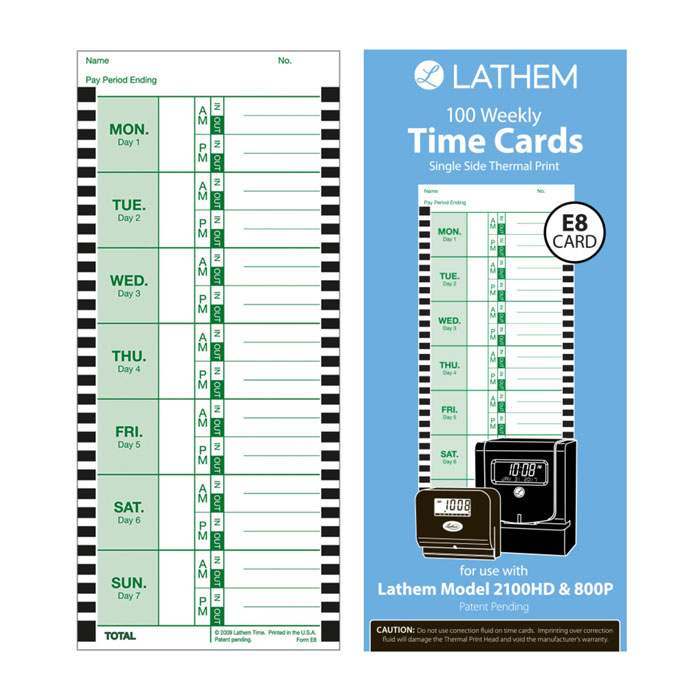 2100HD Weekly Time Cards - Pack of 100