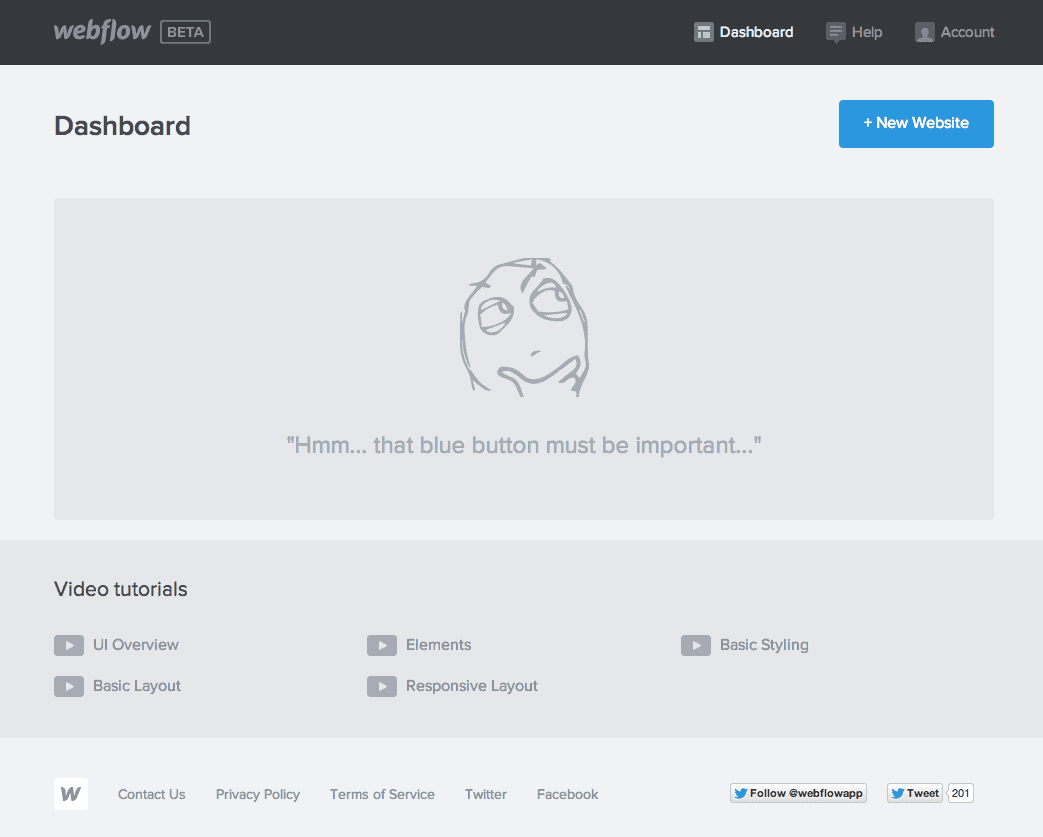 Screenshot of Nothing in the Webflow BETA dashboard