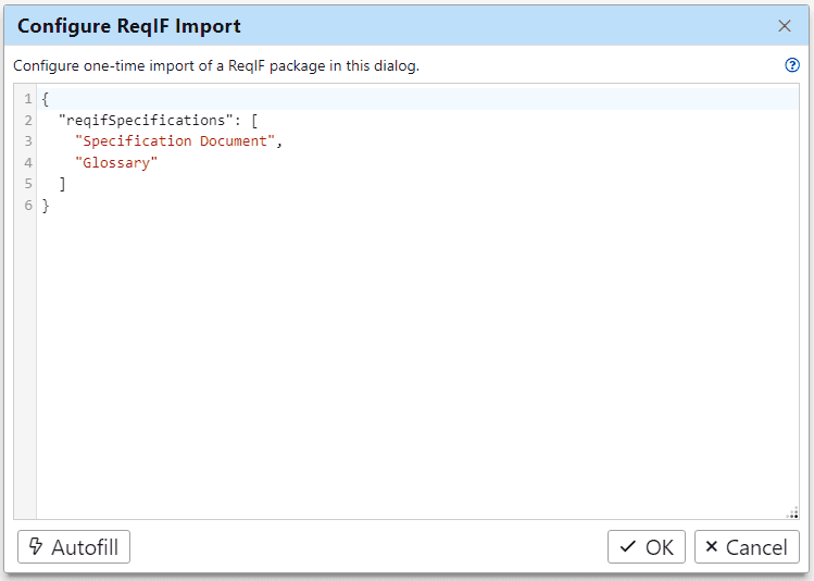 Simple ReqIF import configuration