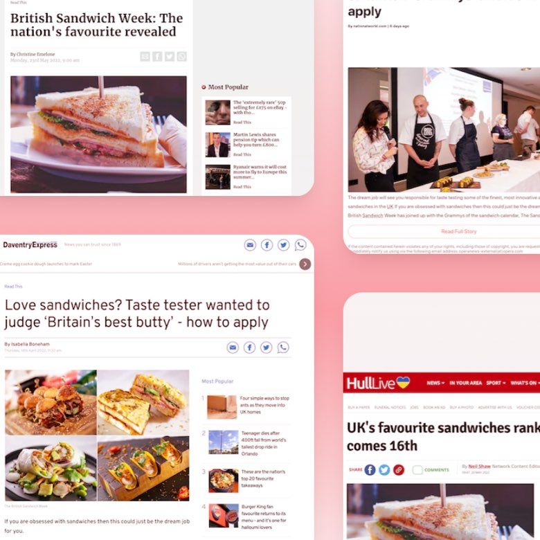Coverage screenshots about British Sandwich Week
