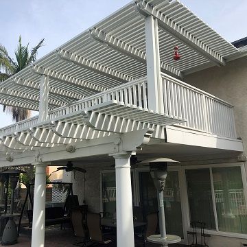 White painted deck and pergola