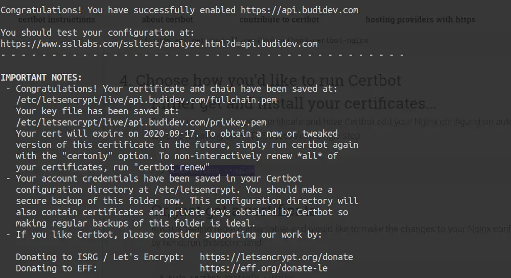Certbot Success Install Certificates