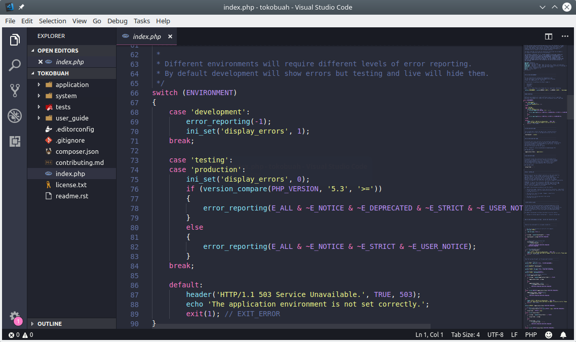 Open CodeIgniter in the text editor