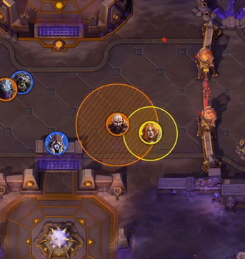Screenshot of healing range indication feature