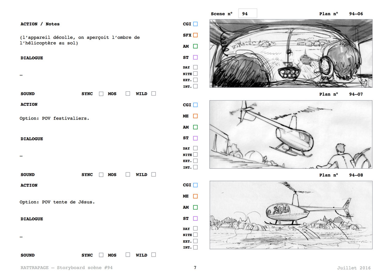 Rattrapage — storyboard — scène hélicoptère, page 7