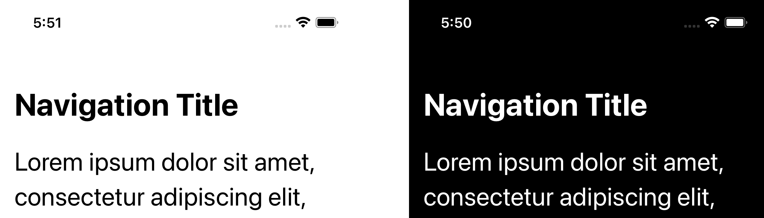 A status bar can be present in two colors, black and white.