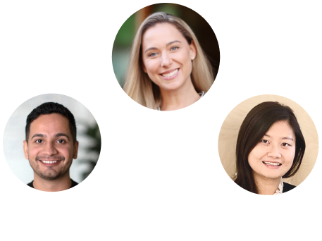 3 faces of global humans with a line connecting them to a map marker