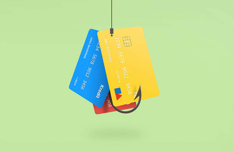 credit cards on a hook