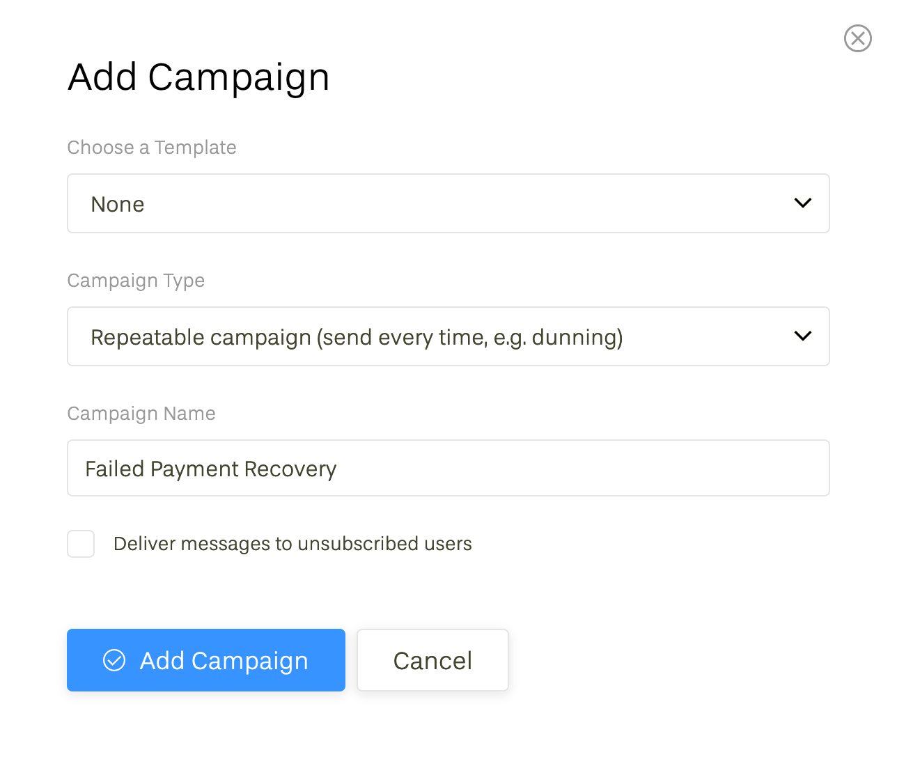 Screenshot of how to set up a repeatable campaign in Userlist