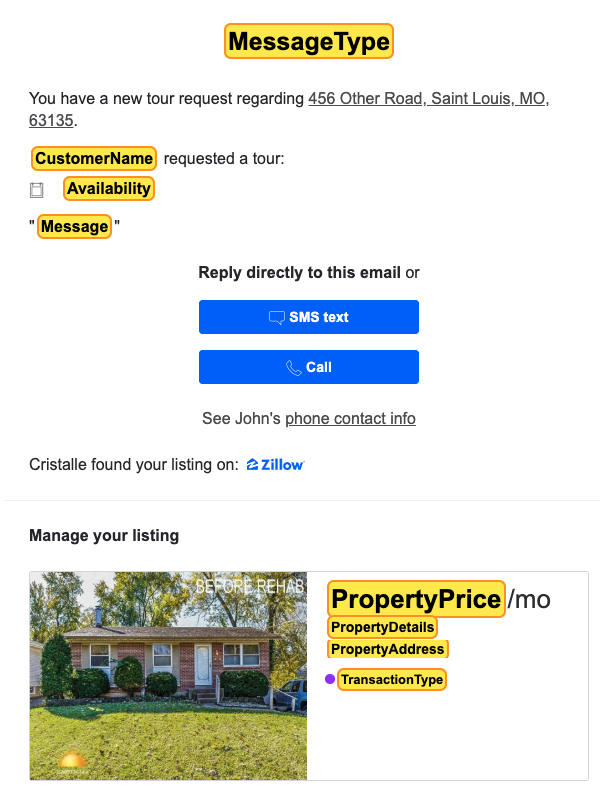 Example of data captured by Parseur for Zillow