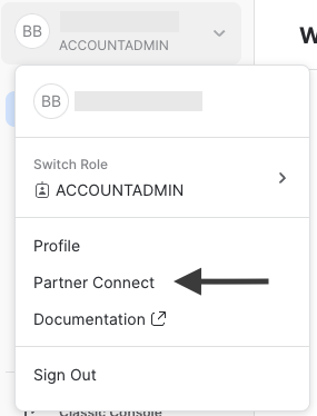 Snowflake New UI - Partner Connect