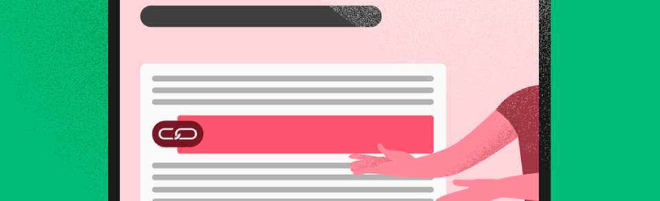 Uma tela com um artigo e uma mão mostrando, como se fosse uma indicação