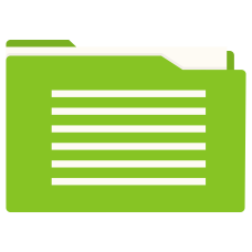 Illustration of a green folder with lines representing text