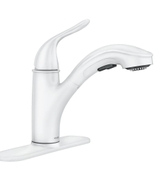 image MOEN Brecklyn Single-Handle Pull-Out Sprayer Kitchen Faucet with Power Clean in White