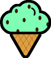 mint chocolate chip ice cream cone