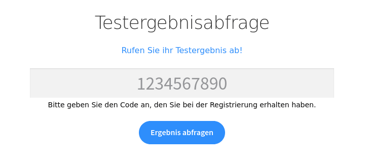 Website zur Testergebnisabfrage