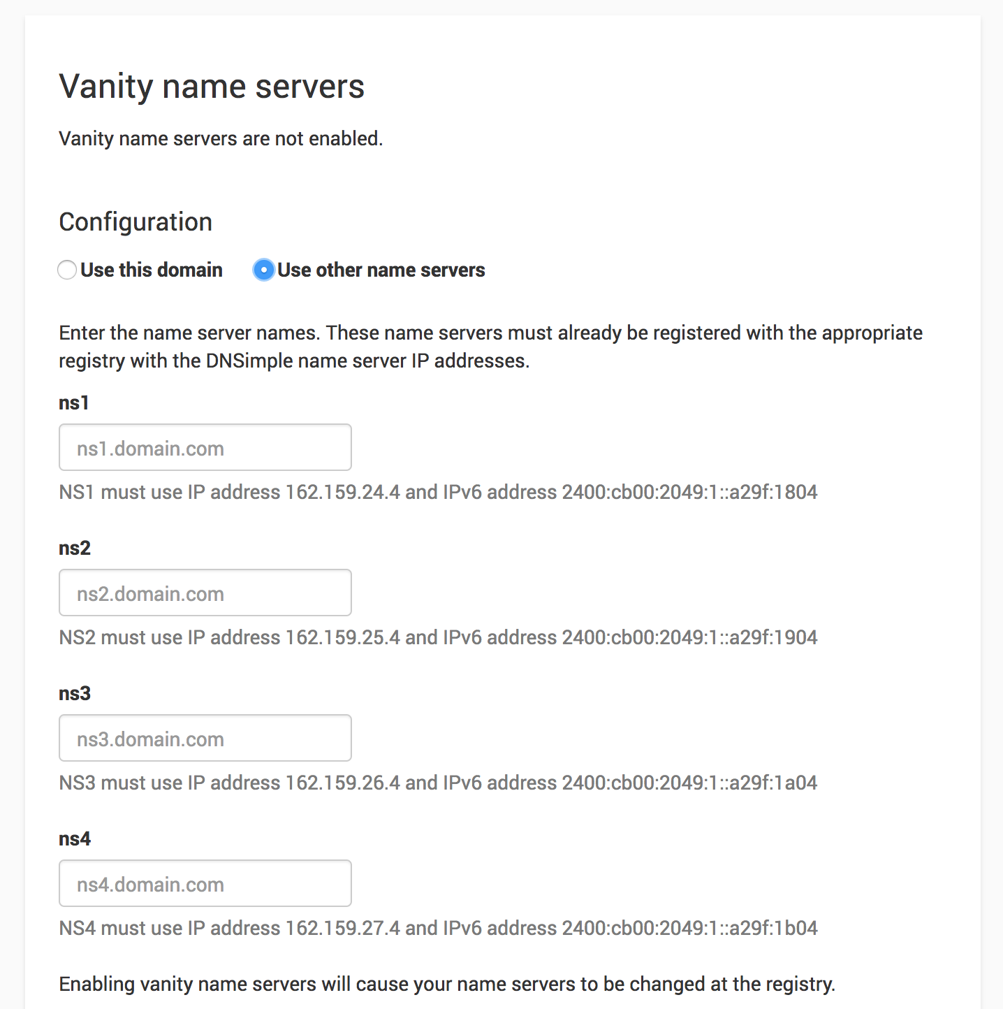 Vanity Name Servers with another domain